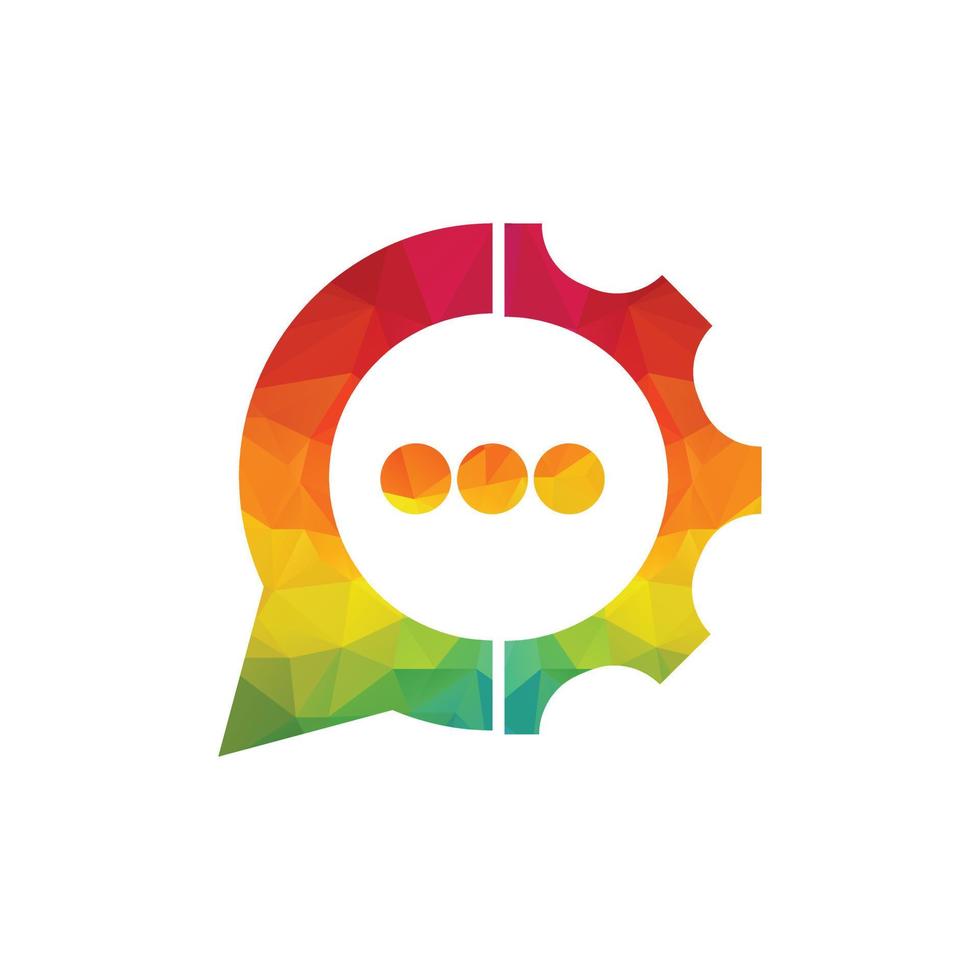 diseño de logotipo de burbuja de chat combinado con equipo. diseño de concepto de logotipo de chat de automatización. vector