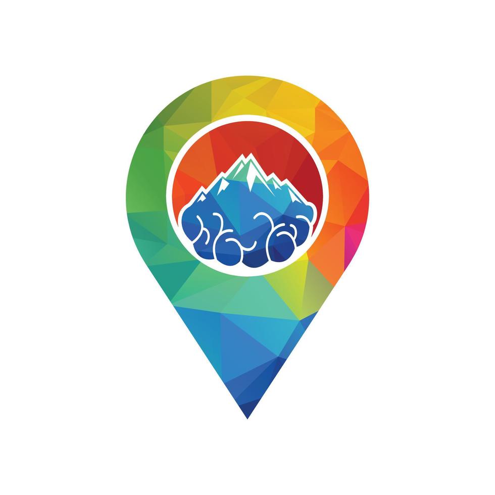 Mountain and Brain combination concept. Peak of brain idea. vector