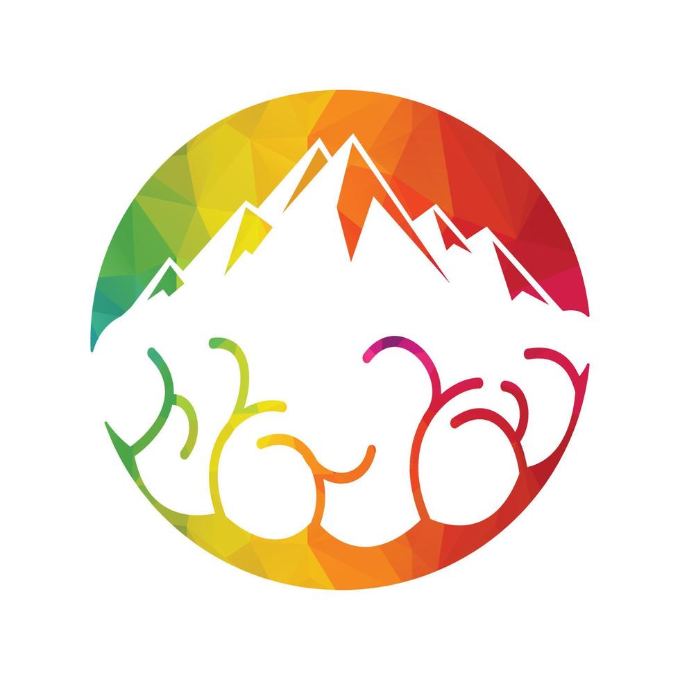 Mountain and Brain combination concept. Peak of brain idea. vector