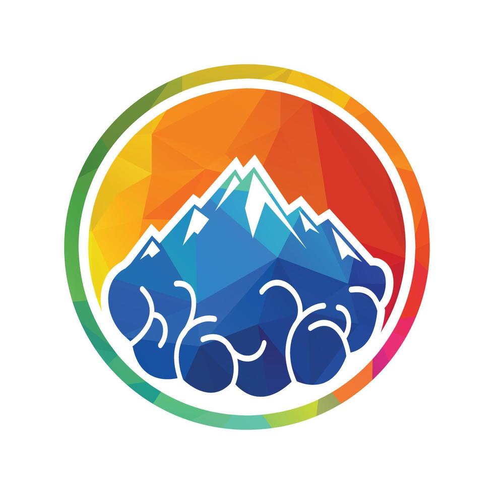 Mountain and Brain combination concept. Peak of brain idea. vector