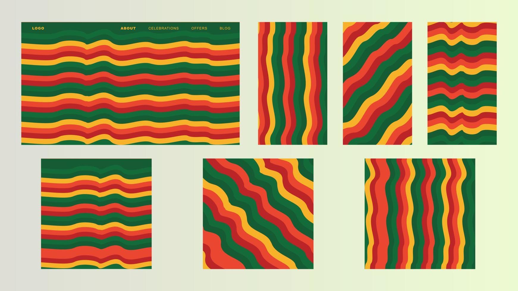 Set abstract background with red, yellow and green. landing page, web, feed promotion, wallpaper. vector