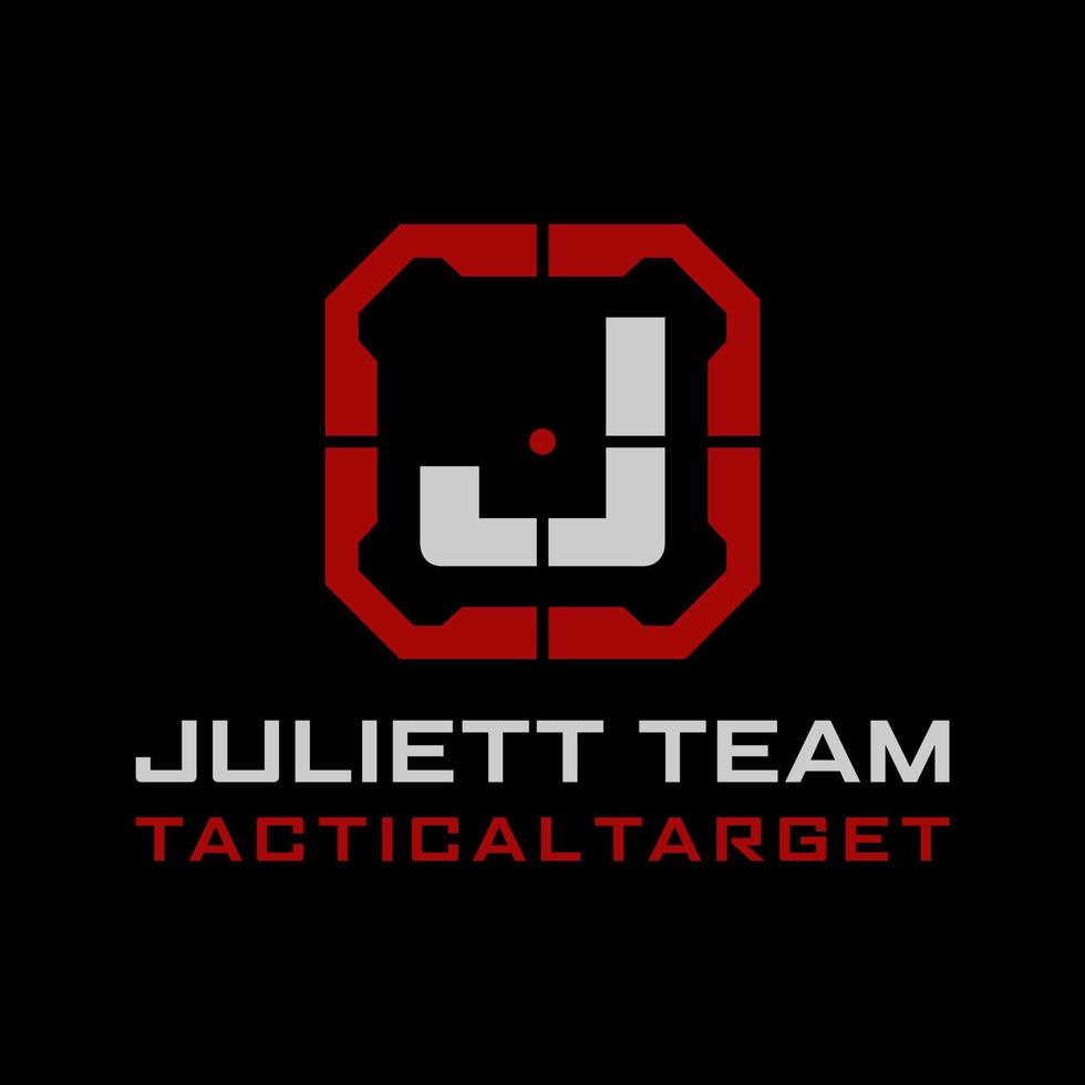 J Letter Tactical target logo design vector