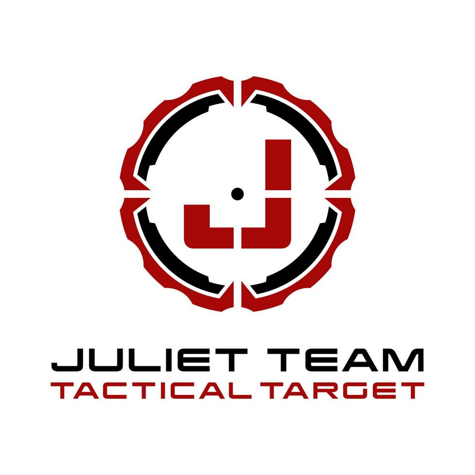 militar de diseño de logotipo de objetivo táctico de letra j vector