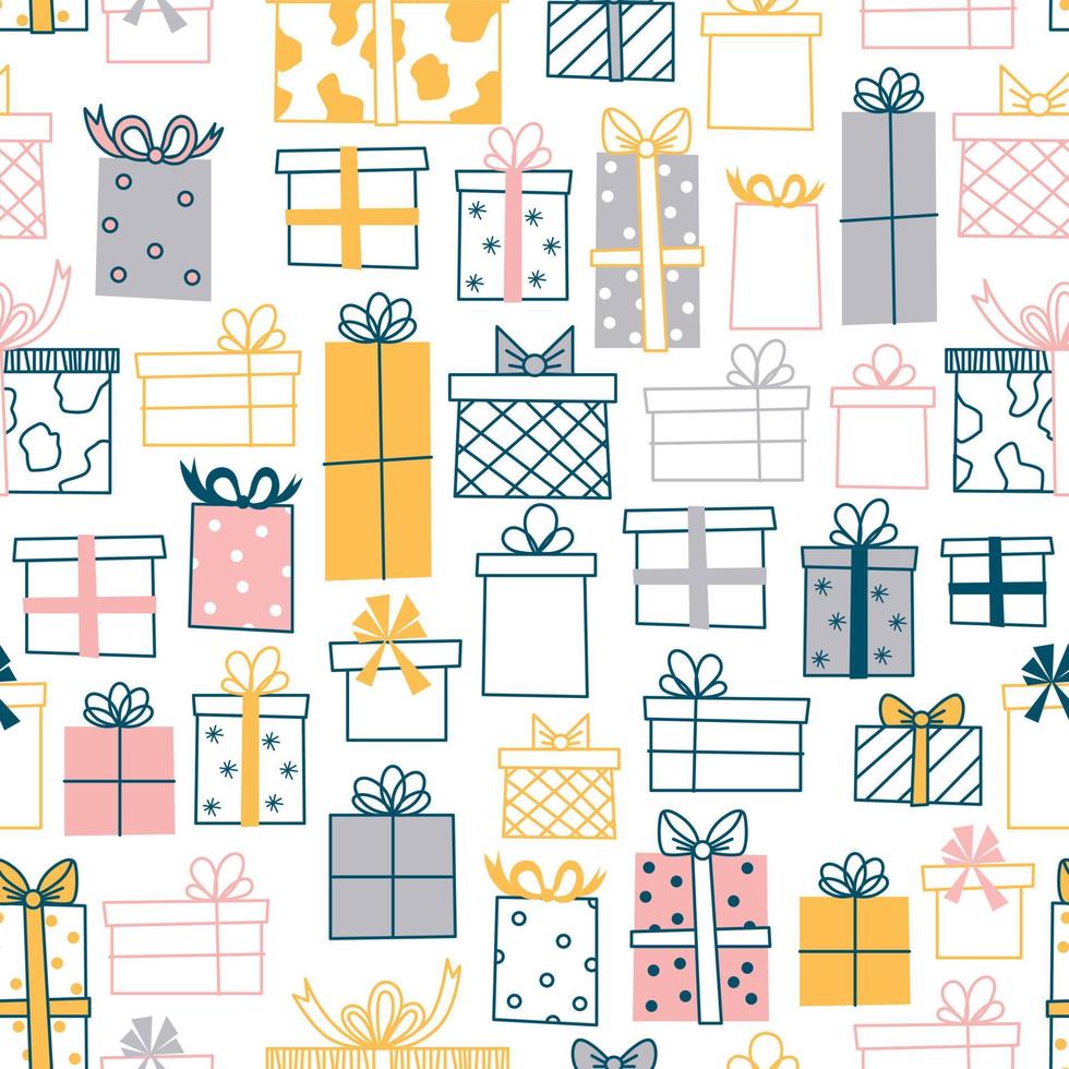 Vector pattern with gifts of various shapes