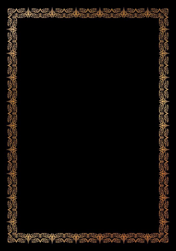 Golden vector frame on a black background