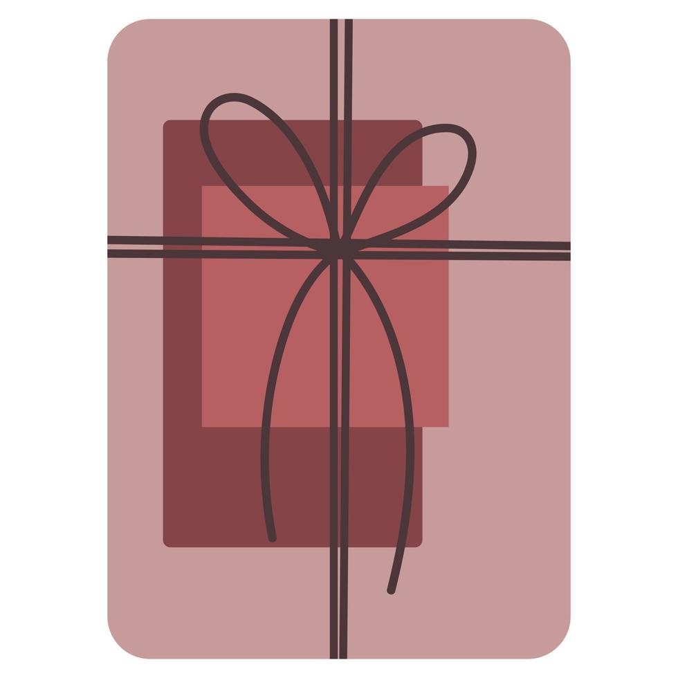 una caja de regalo con postales de color burdeos. paquete de regalo regalo de Navidad. ilustración vectorial de un regalo de navidad. vector