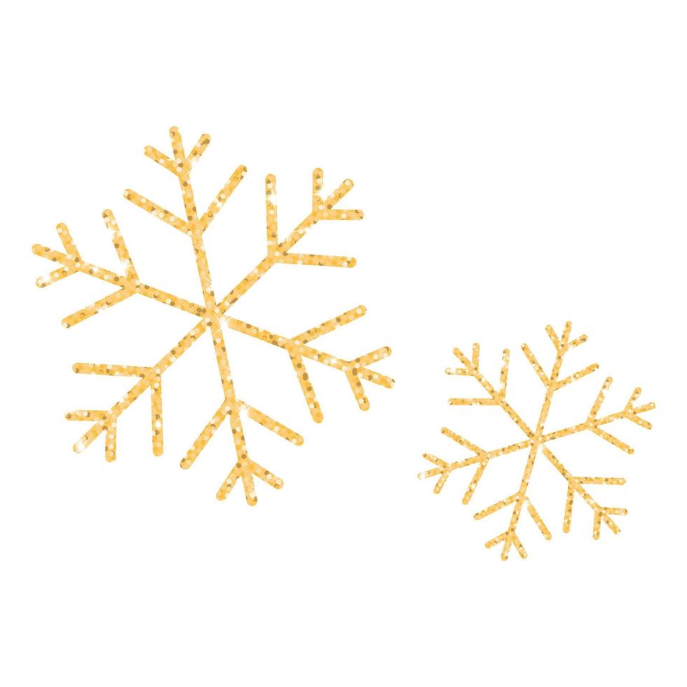 Golden snowflakes with sparkles. Vector golden snowflakes with sparkles. Golden sparkles on a snowflake.