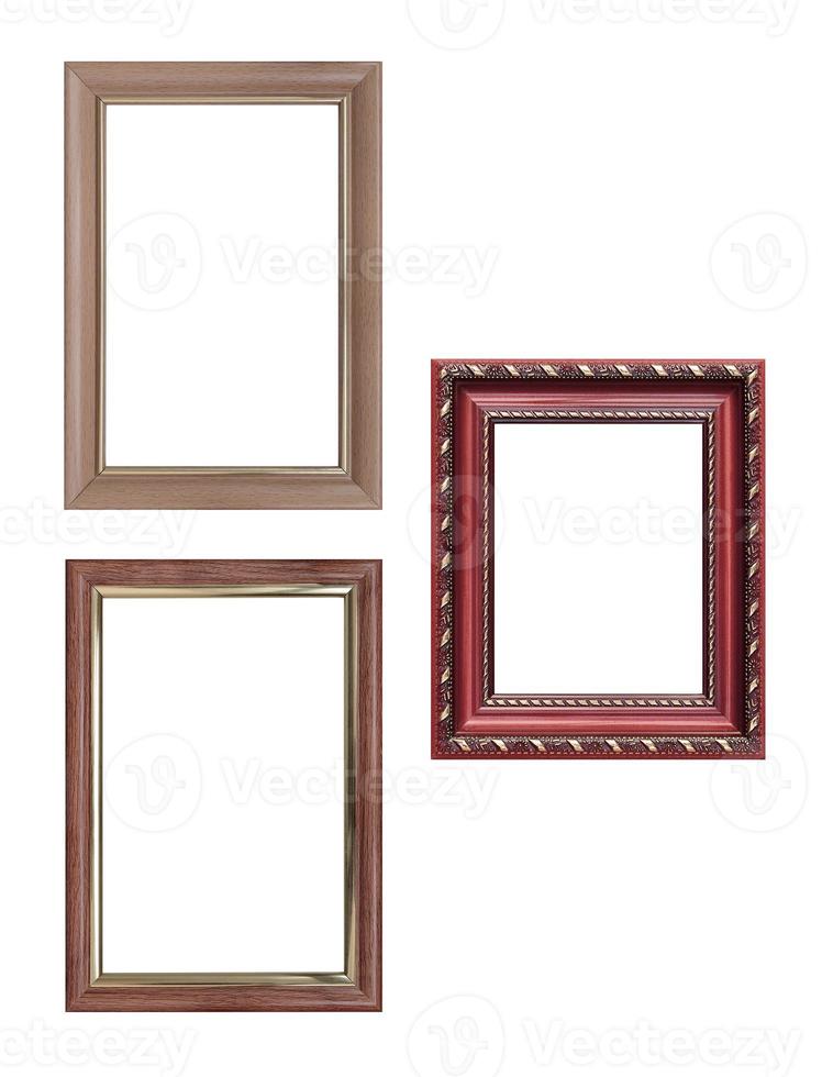 Set of empty picture frames with free space inside, isolated on white photo