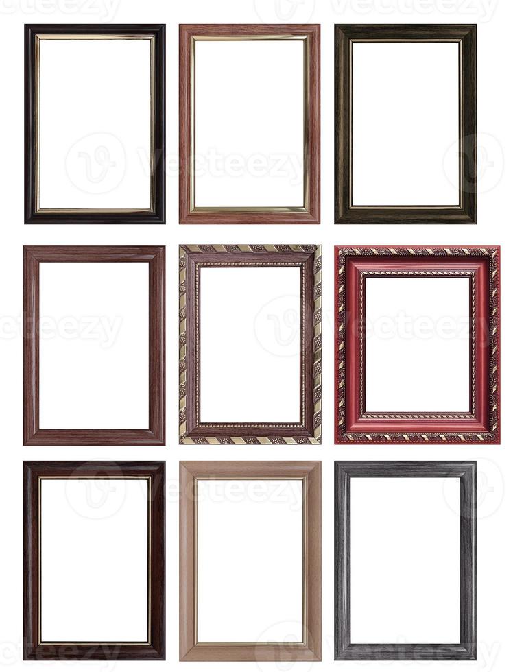 Set of empty picture frames with free space inside, isolated on white photo