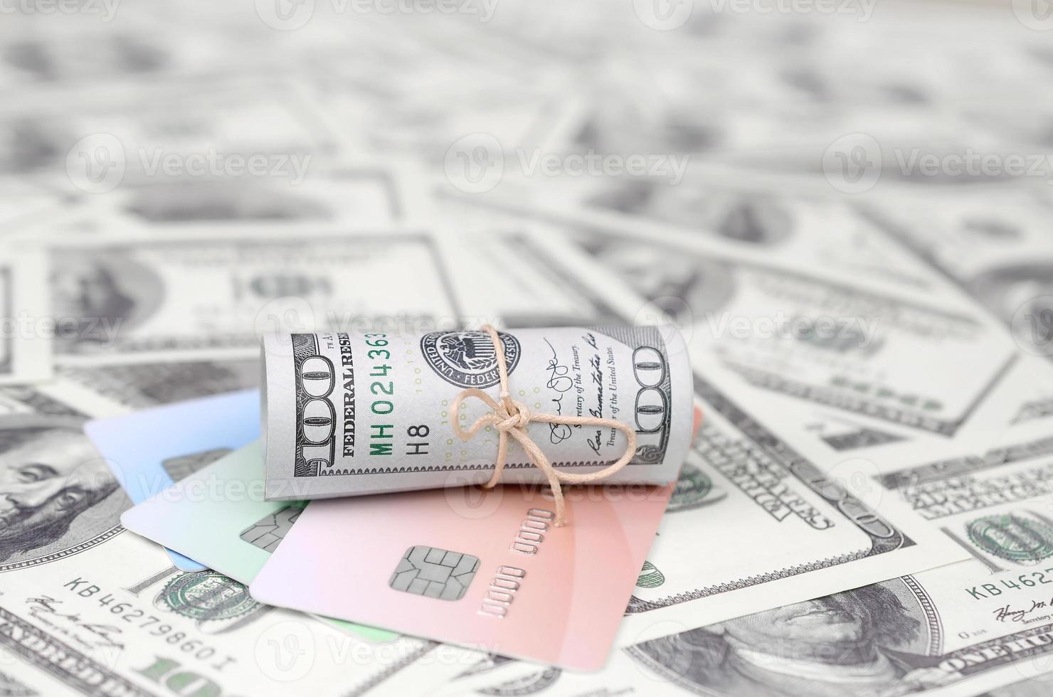 American money and online modern virtual banking concept photo