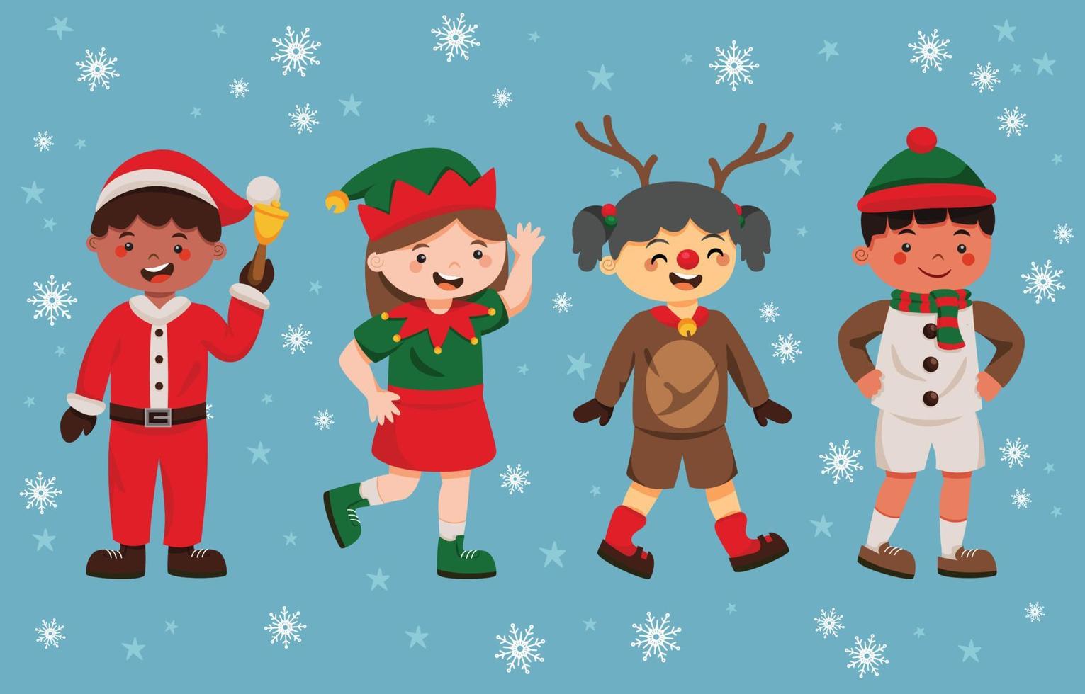 Happy Children in Christmas Costume vector