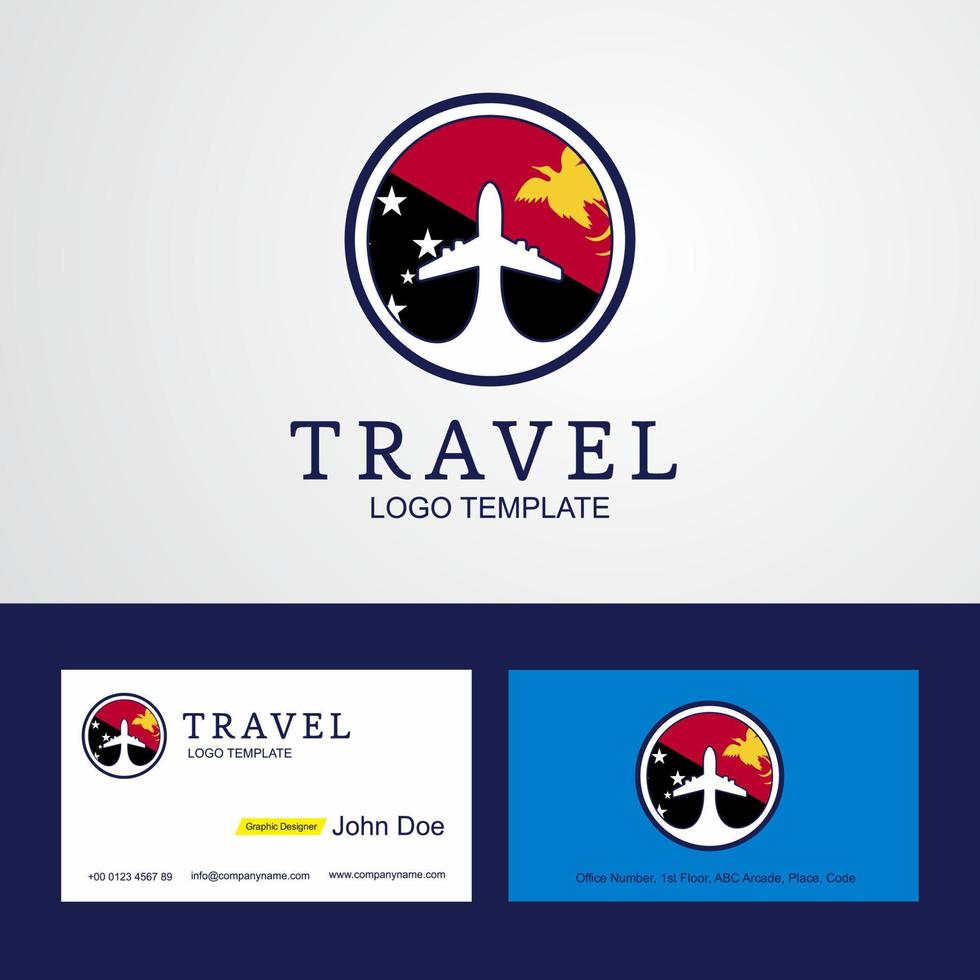 Travel Papua New Guinea Creative Circle flag Logo and Business card design vector