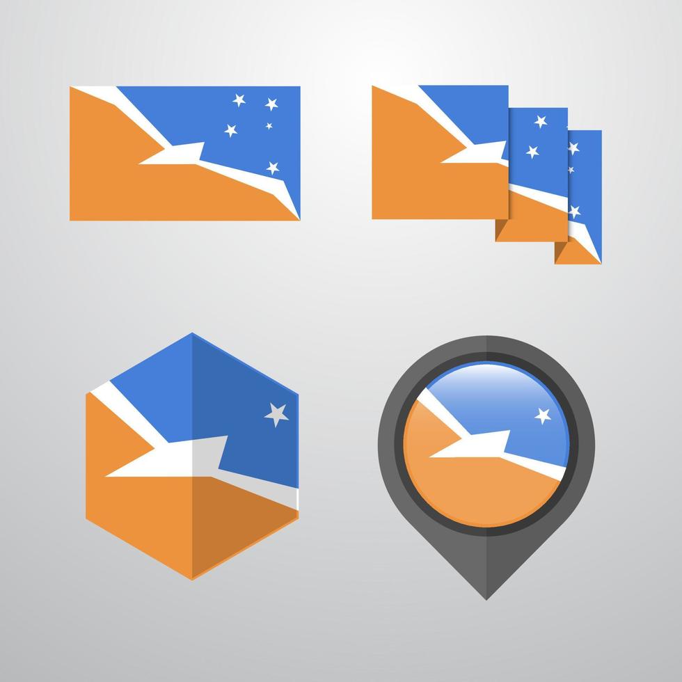 Tierra del Fuego province Argentina flag design set vector