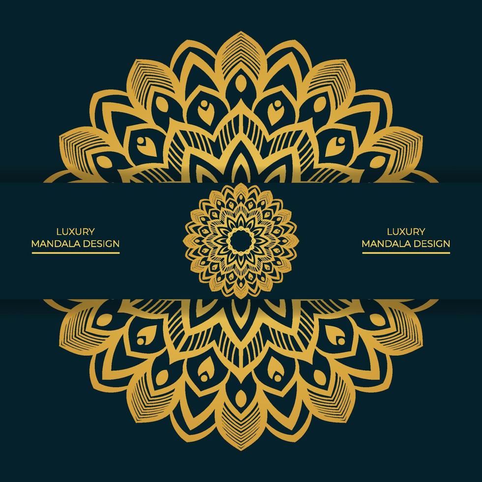 descarga gratuita de plantilla de diseño de fondo de mandala de color dorado de lujo vector