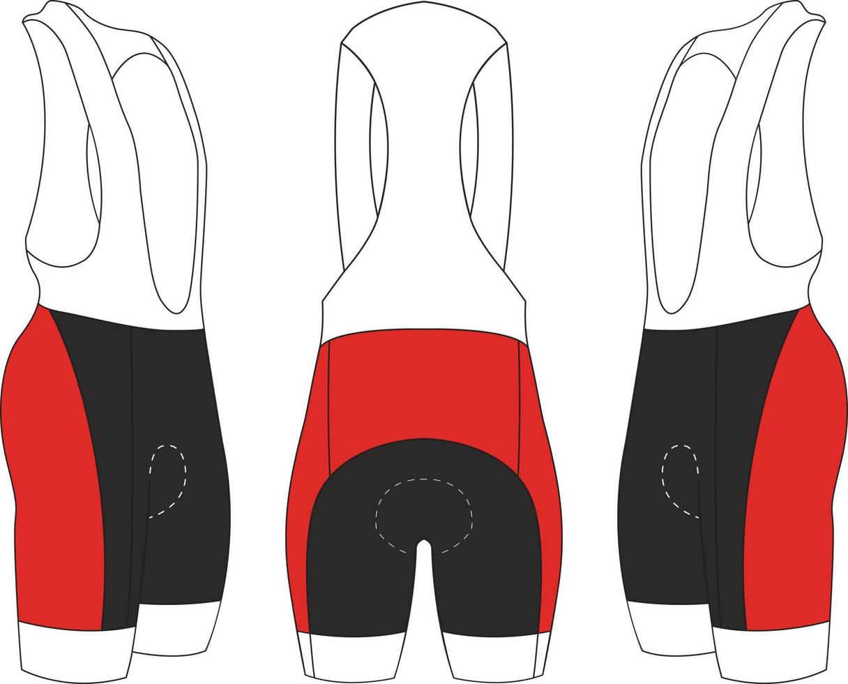 maquetas de plantilla de diseño corto de babero de camiseta de ciclismo, uniforme de ciclismo archivos vectoriales completos vector