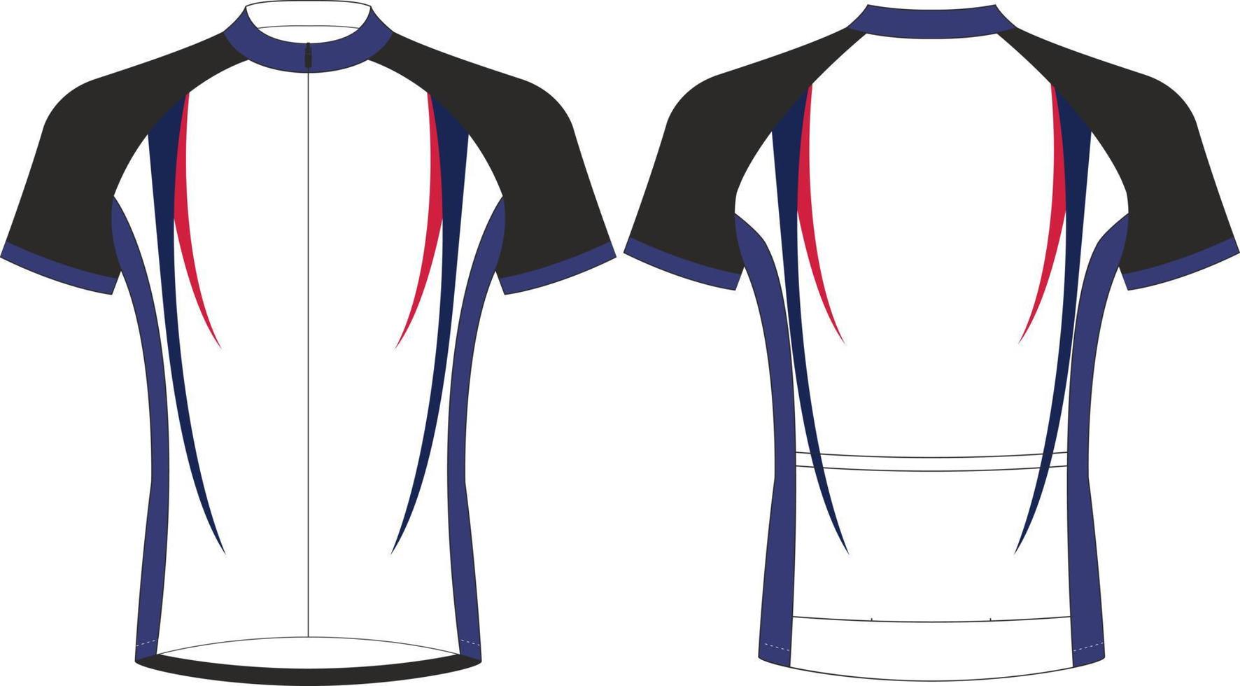 jerseys de ciclismo, plantilla de maqueta deportiva de manga corta, maqueta de chaqueta con cremallera uniforme de ciclismo, archivos vectoriales completos vector