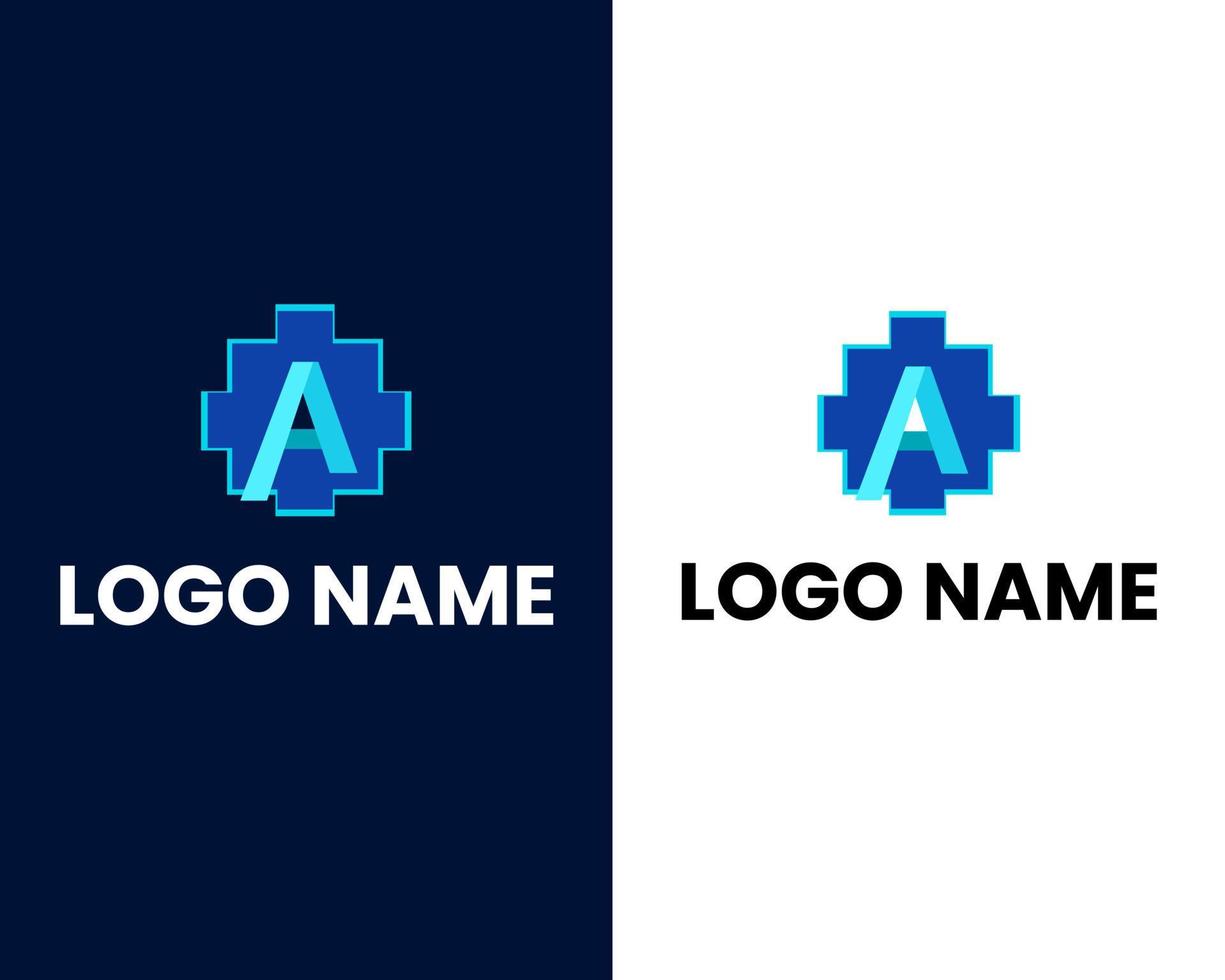 letter a with tech sign tech company logo design template vector