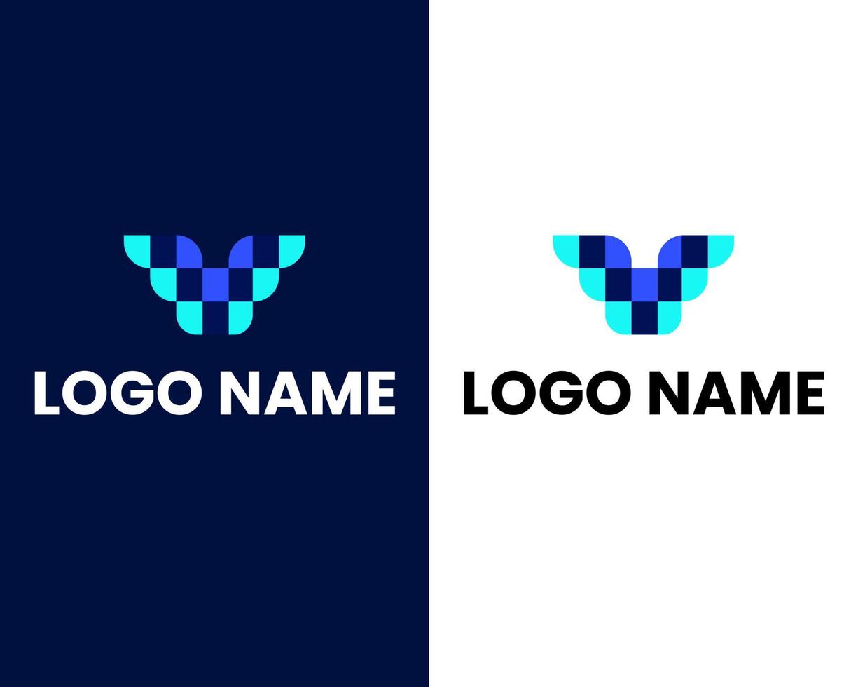 letter v with wing sign flying logo design template vector