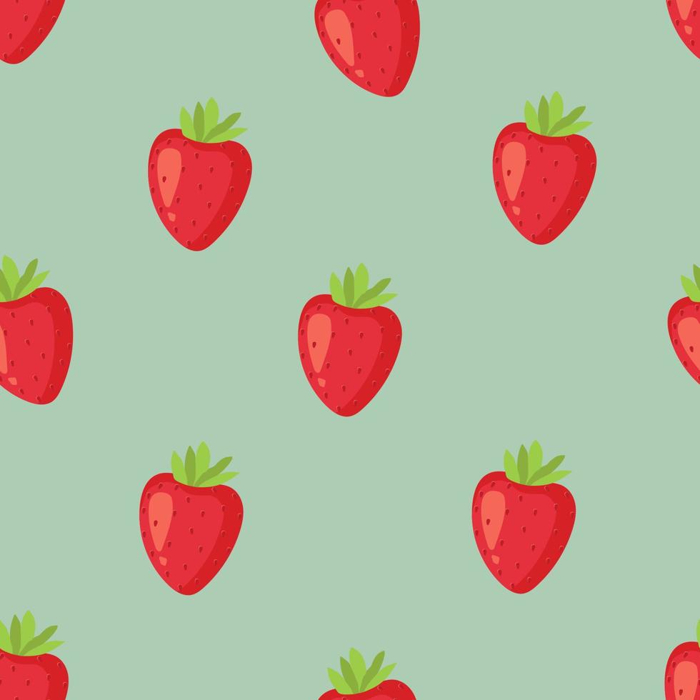 Seamless pattern with kawaii fruits. Cheerful design for kids clothes with cute strawberry characters and sliced strawberry on pink background vector
