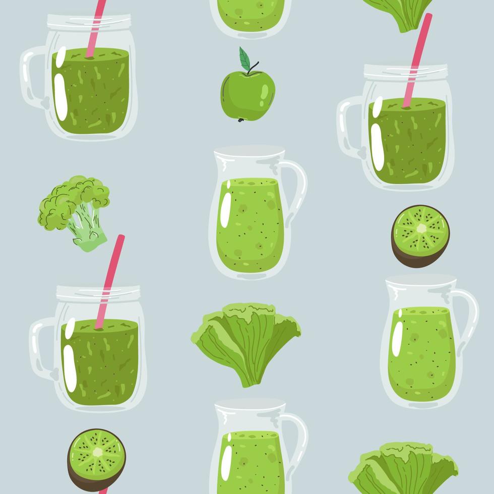 smoothie. Fresh summer drink. Hand drawn seamless pattern . Detox and healthy life vector