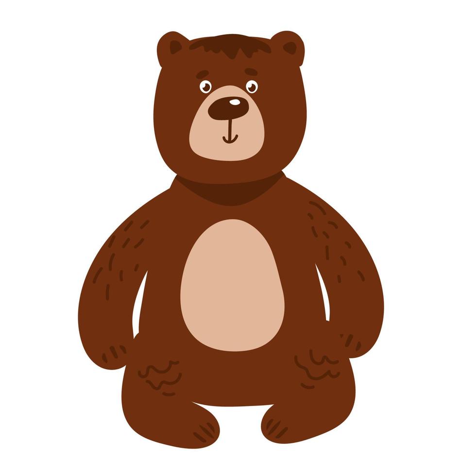 Vector illustration, a large wild bear is smiling