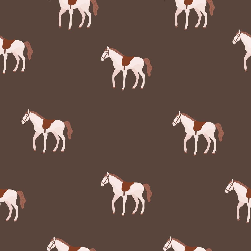 Hand drawn seamless vector pattern with cute baby Hourse and flowers on background. Perfect for fabric, wrapping paper or nursery decor.