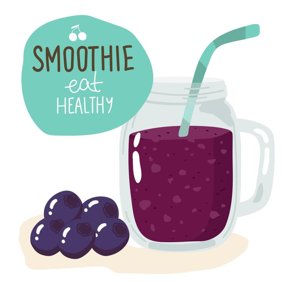 Template with hand drawn jar with smoothie in bright colors. vector