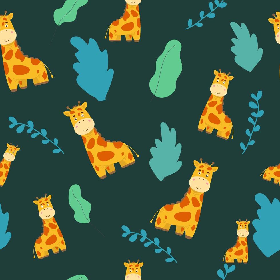 Adorable Baby Giraffe Vector Illustration seamless pattern Vector seamless pattern for children, fabrics, clothes, wallpaper, nursery. Hand drawing,