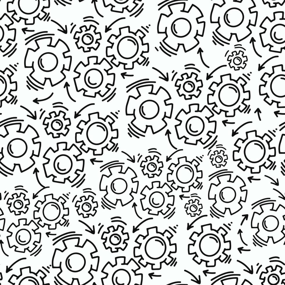Gears seamless pattern. Vector background. Vector seamless pattern for children, fabrics, clothes, wallpaper, nursery. Hand drawing,