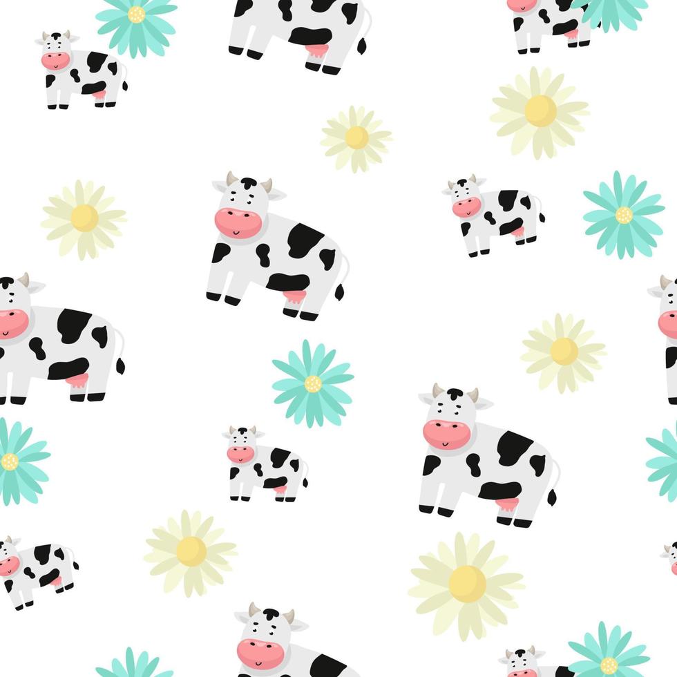cow and milk seamless pattern. Perfect for fabric, wrapping paper or nursery decor. vector