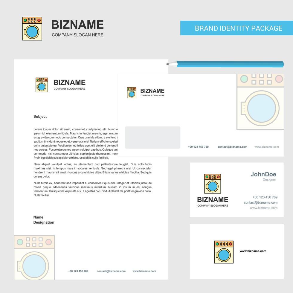Washing machine Business Letterhead Envelope and visiting Card Design vector template