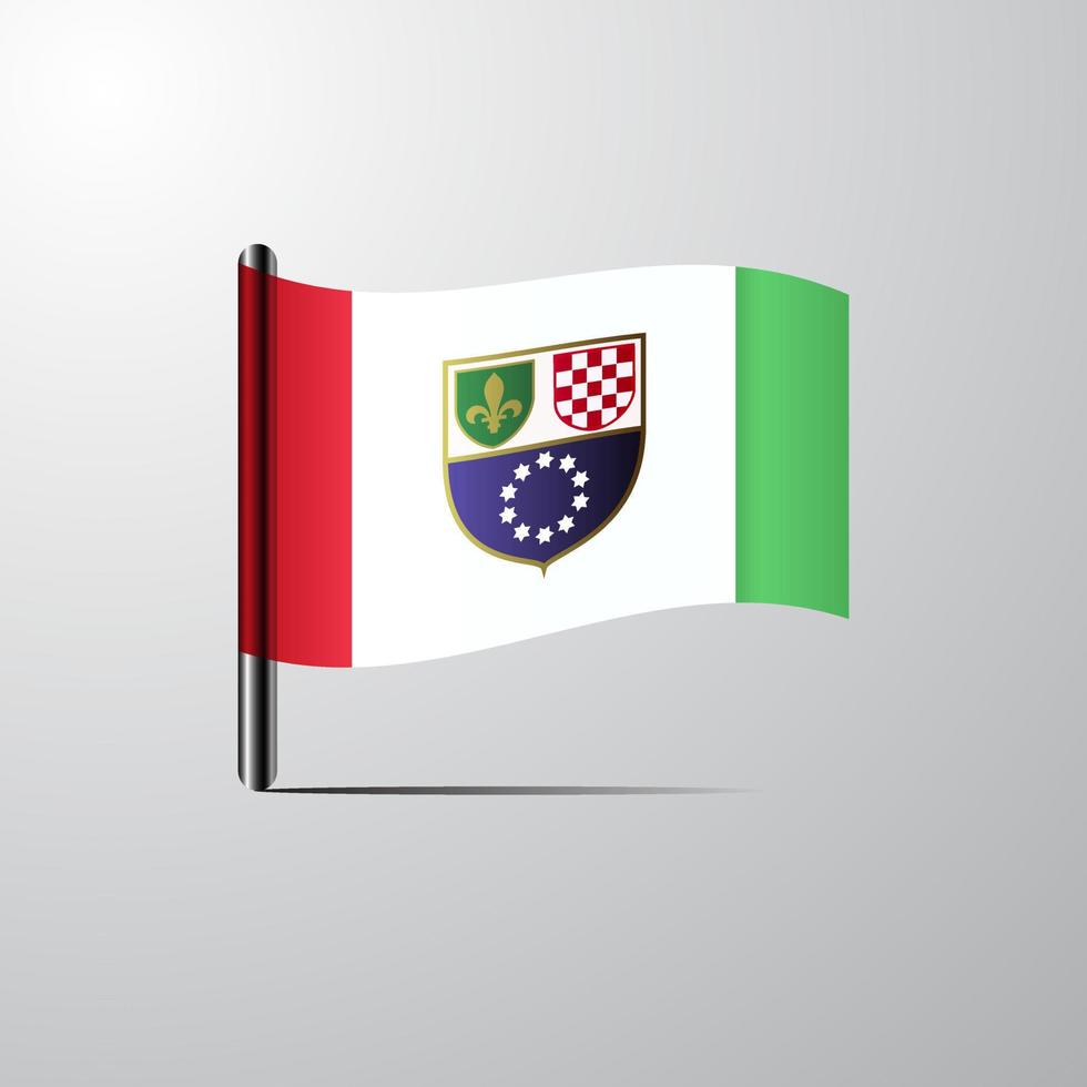 Bosnia and Herzegovina waving Shiny Flag design vector