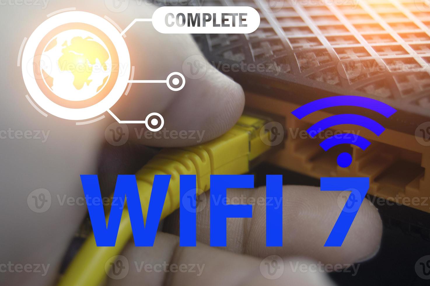 Concept Wi-Fi 7 Next Generation Networking Communication,high speed communication photo