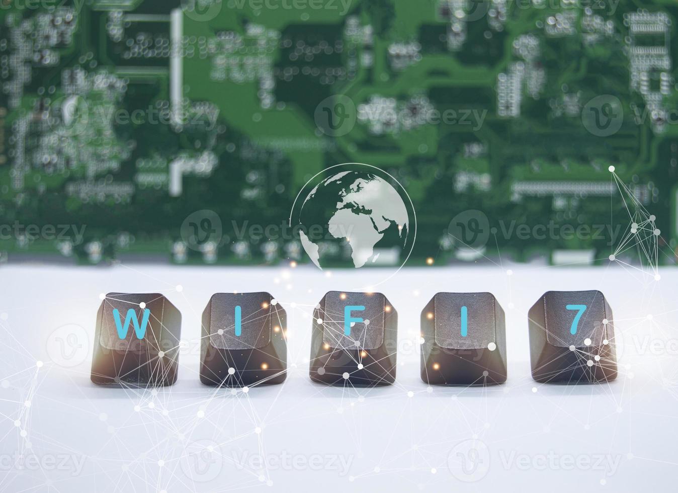 Concept of Wi-Fi 7 or Wi-Fi 7 development, high-speed connection, new world communication photo