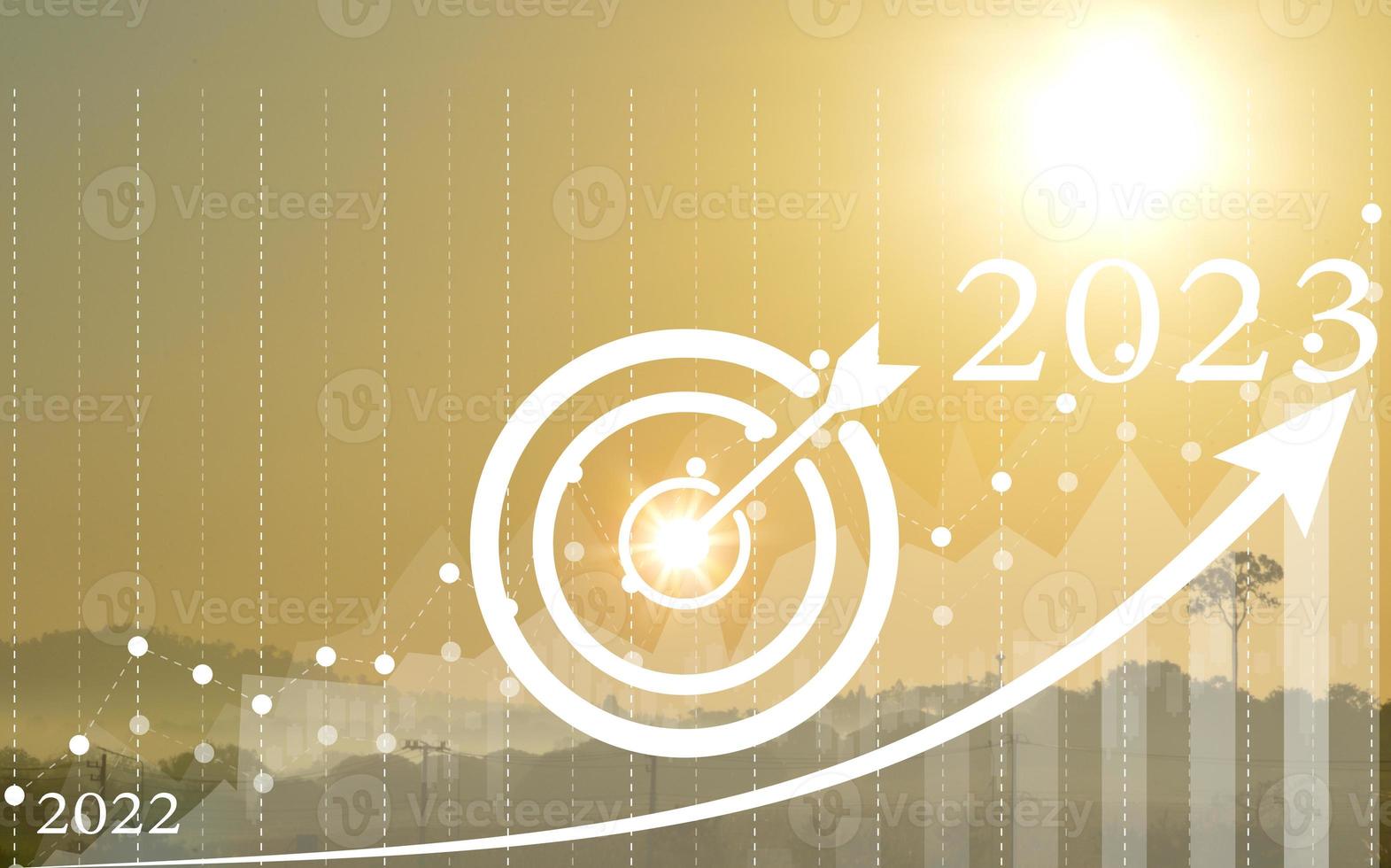 Goal concept that must be achieved In 2023, must be better than the old year. photo