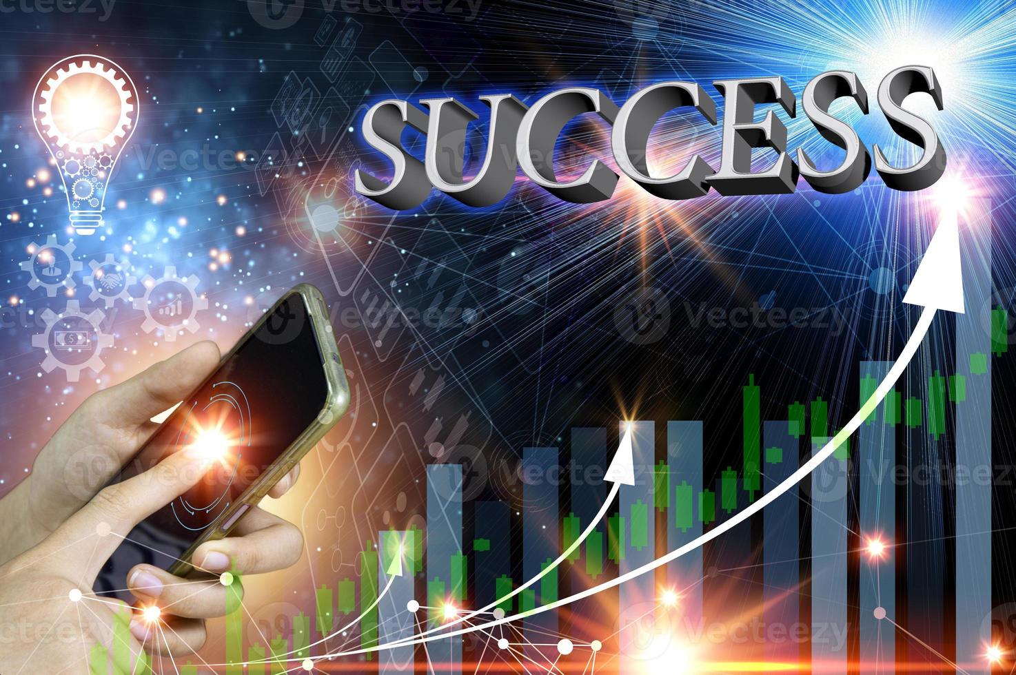 Concept towards goals and achievements, progress and development. photo