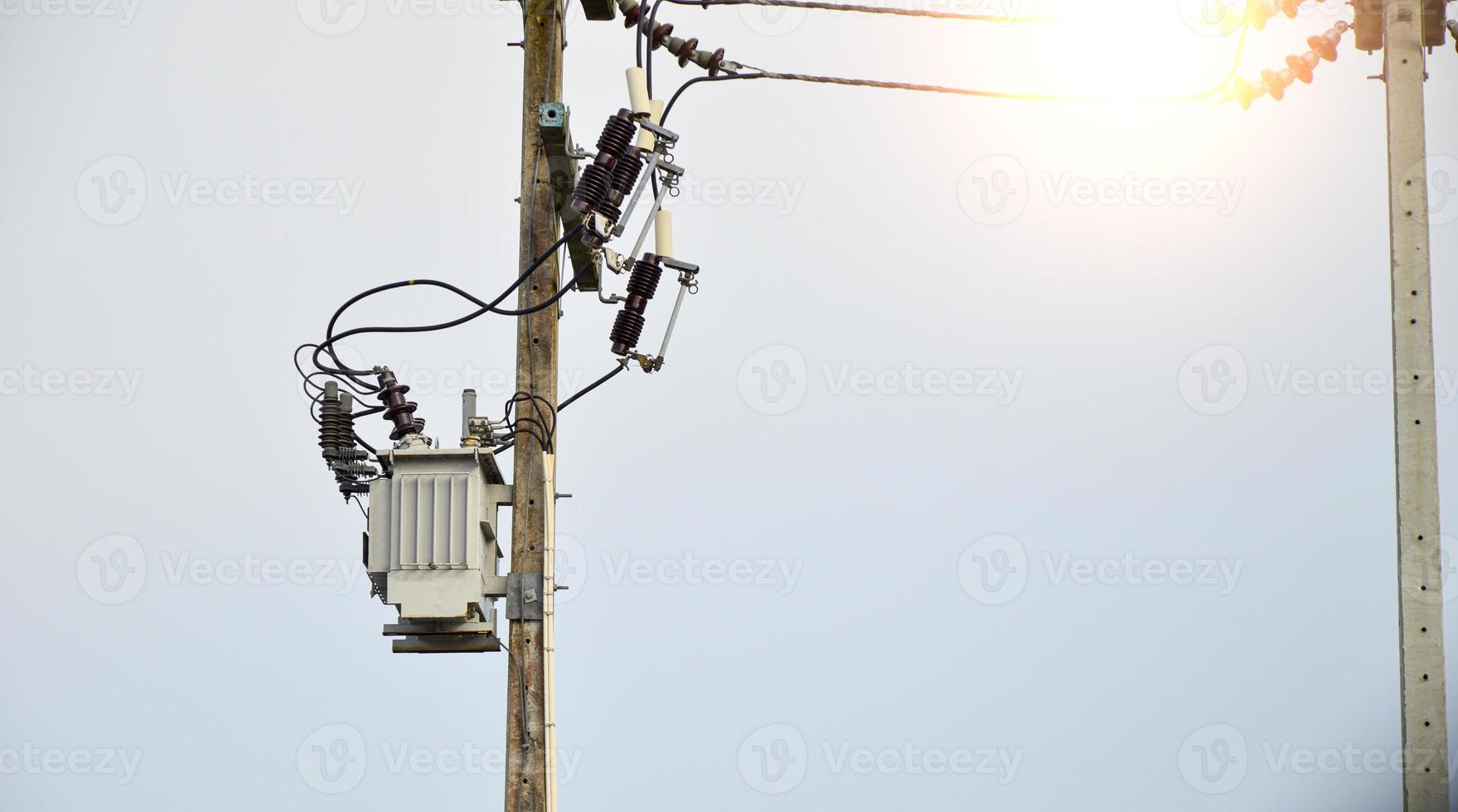 Transformer Most are mounted on poles. photo