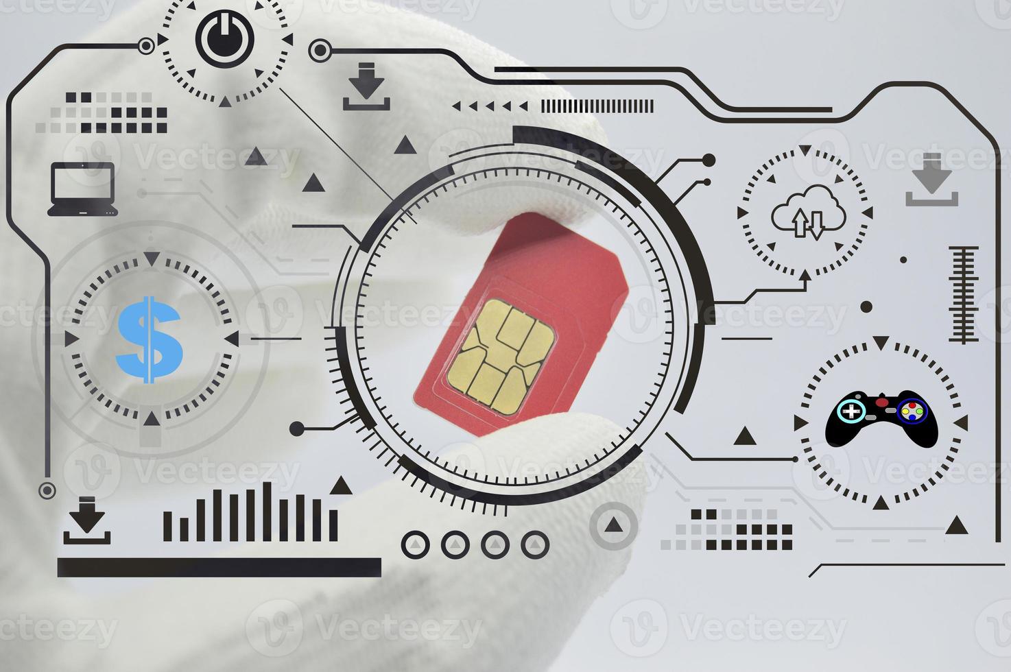 Concept A SIM card is still required. because it is used as an intermediary To connect both finance and entertainment photo