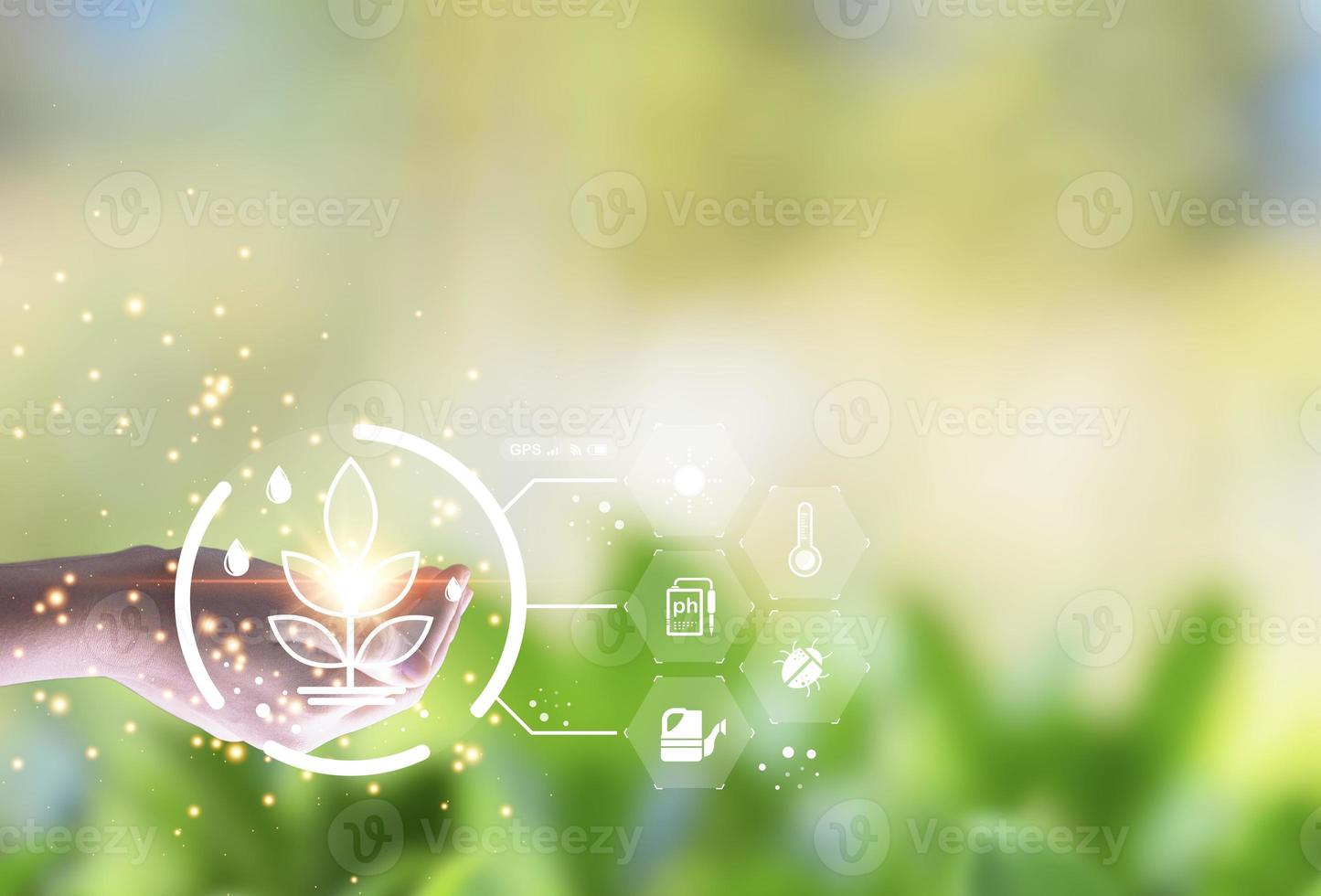 Concept, use of the smart farmer system came to help Analysis of modern agriculture photo