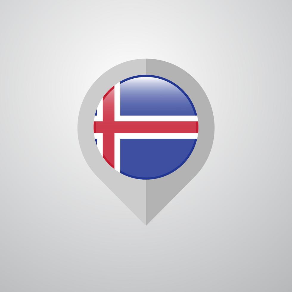 Puntero de navegación de mapa con vector de diseño de bandera de islandia