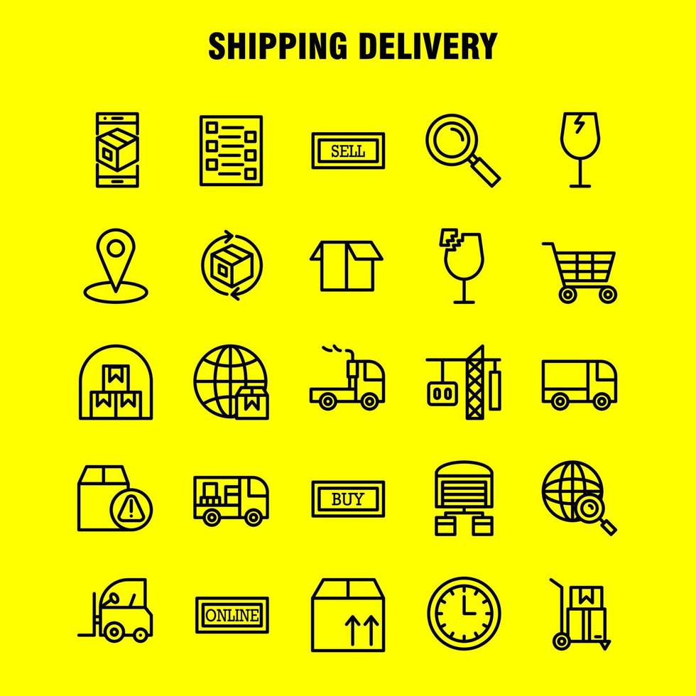 Shipping Delivery Line Icon Pack For Designers And Developers Icons Of Globe Location Search Delivery Online Shipping Shopping Transport Vector