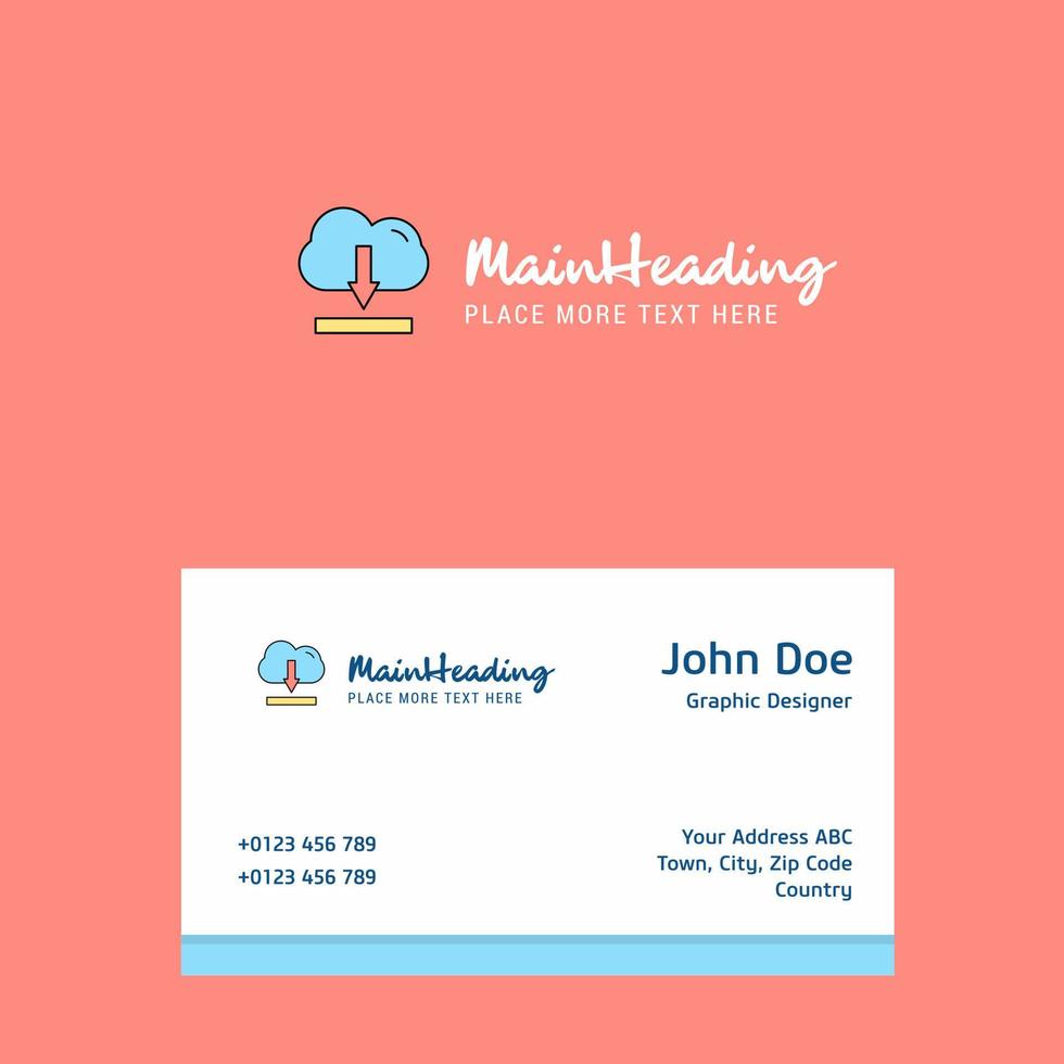 Cloud downloading logo Design with business card template Elegant corporate identity Vector