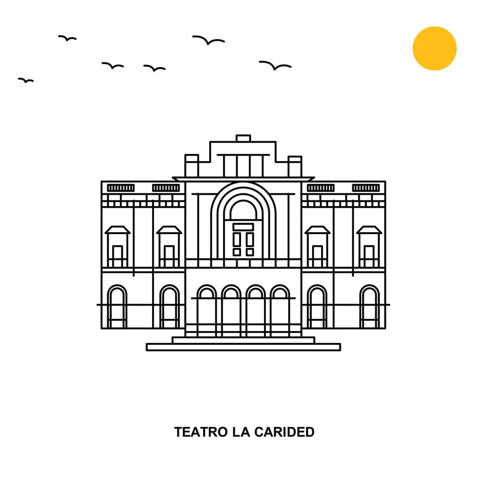 TEATRO LA CARIDED Monument World Travel Natural illustration Background in Line Style vector
