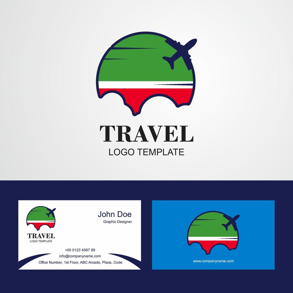 logotipo de la bandera de la república de chechenia de viaje y diseño de tarjeta de visita vector