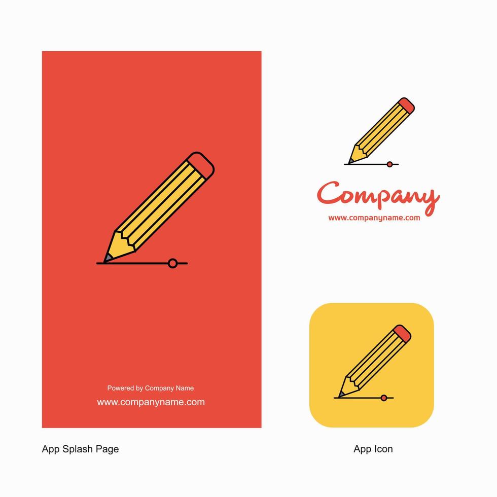 icono de la aplicación del logotipo de la empresa lápiz y diseño de la página de bienvenida elementos de diseño de la aplicación empresarial creativa vector