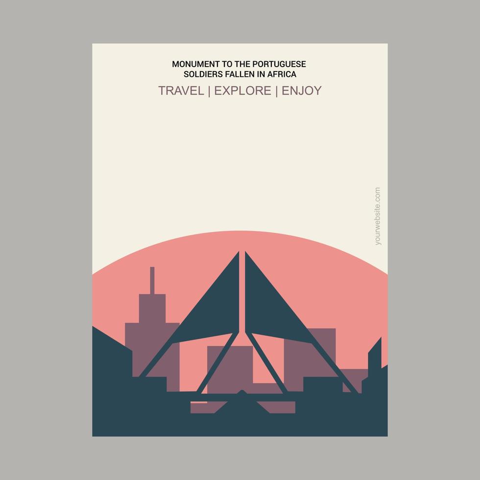 Monument to the Portuguese Soldiers Fallen in Africa Lisbon Portugal Vintage Style Landmark Poster Template vector