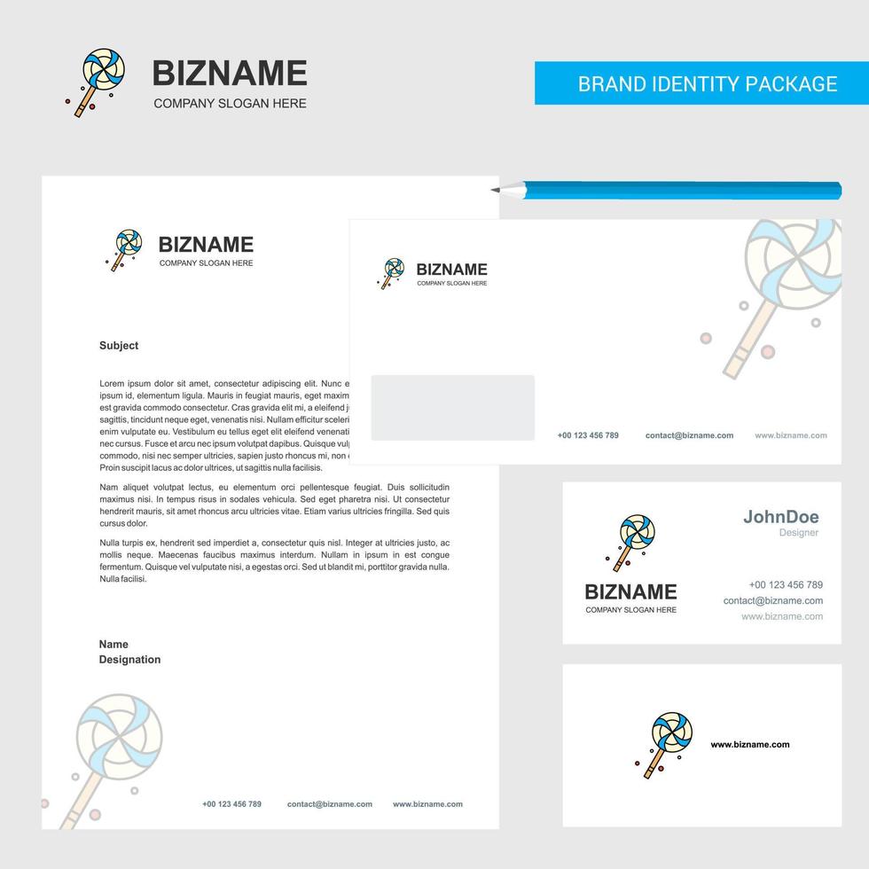 Lollypop Business Letterhead Envelope and visiting Card Design vector template