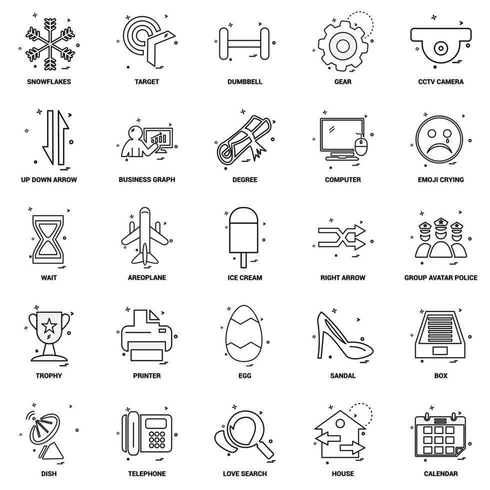 25 conjunto de iconos de línea de mezcla de concepto de negocio vector