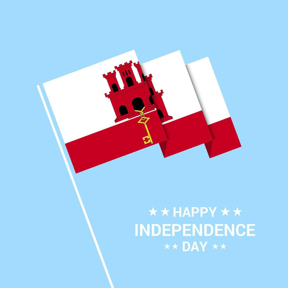 diseño tipográfico del día de la independencia de gibraltar con vector de bandera