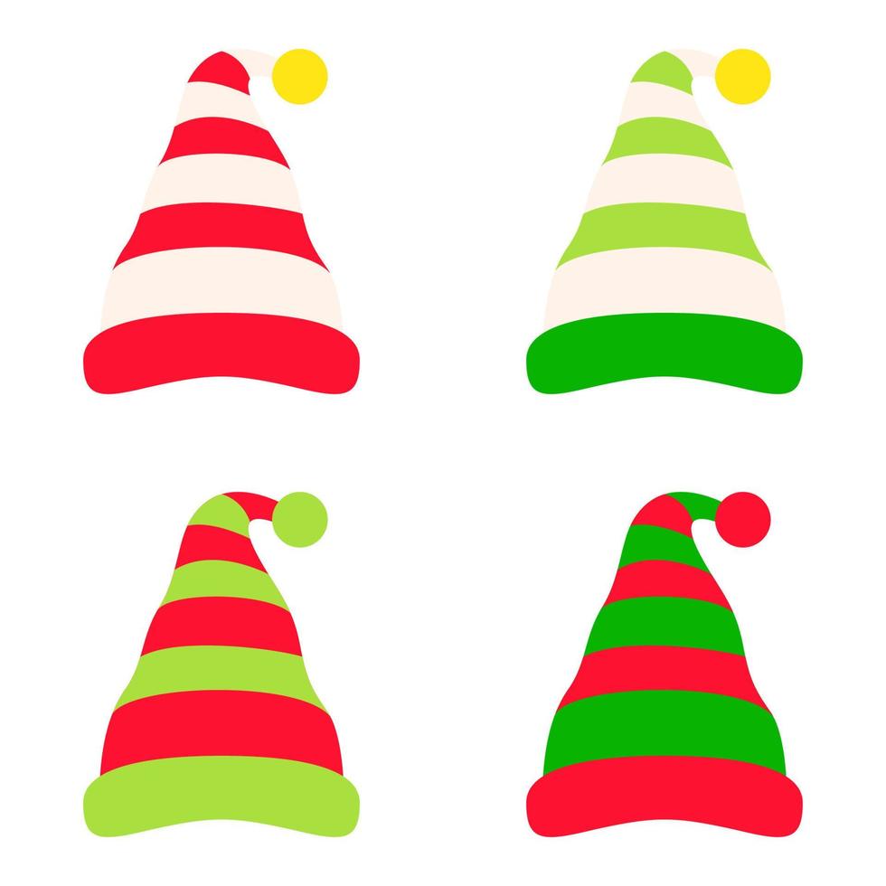 Set of Elf hat isolated on white background vector